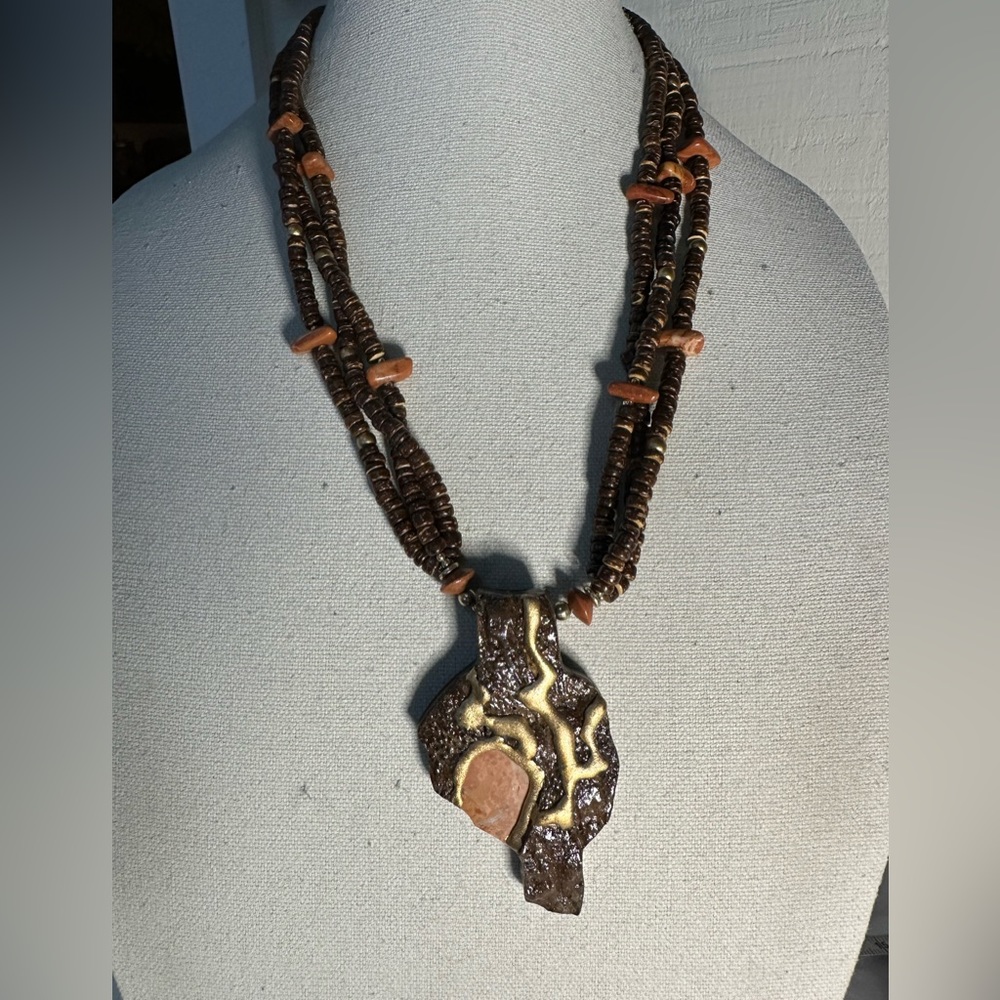 Chunky artisan style pendant necklace